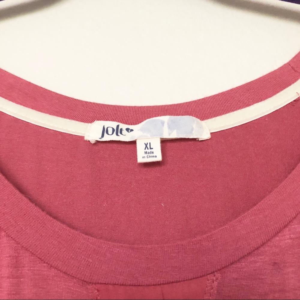 Jolt Dusty Rose Sheer and Stone Accent Blouse - Picture 4 of 8